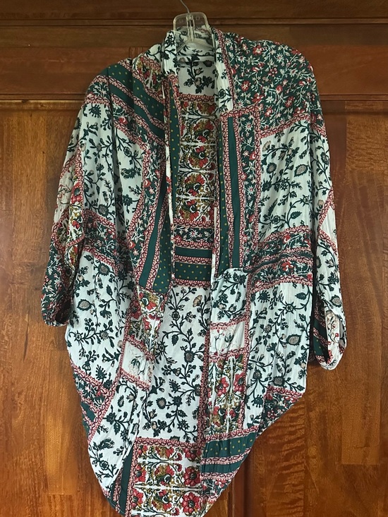 Francesca's Collections Accessories - Francesca's Collections Floral Viscose Kimono - Teal & Cream
